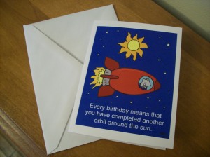 "Astronautical Birthday"--available both as a birthday card and a party invite.